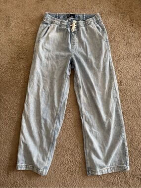 GAP Light Blue High-Rise Wide-Leg Denim Pants